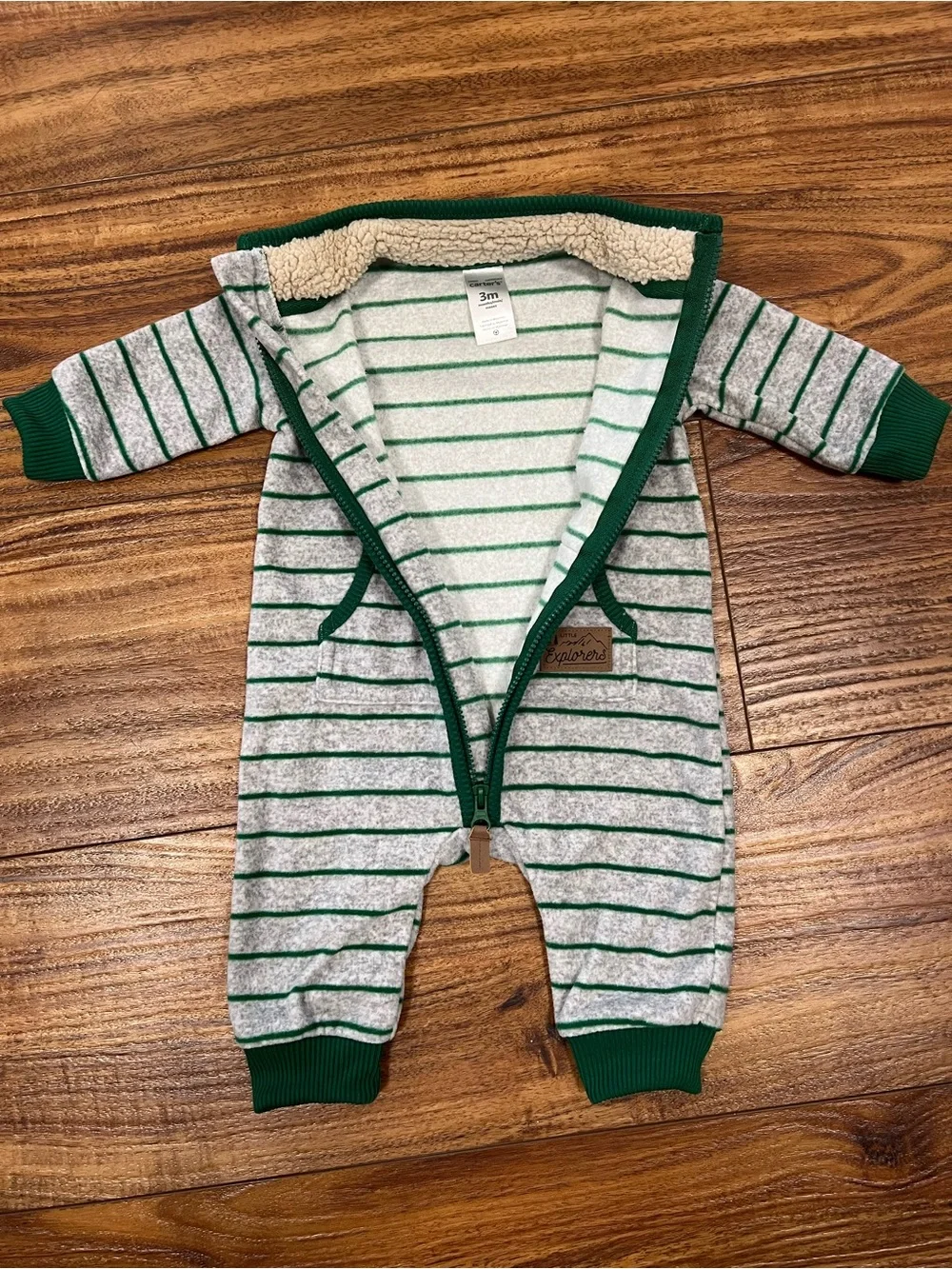 Carter’s 3M Onesie/Pant, Pjs, Outfit Bundle (5) - Winter, Green, White, Striped
